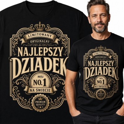 Koszulka męska dla dziadka „Najlepszy Dziadek” - motyw retro z koroną