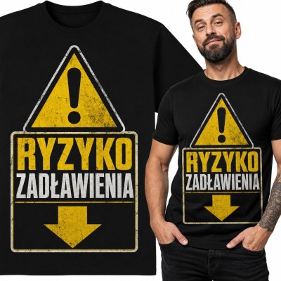 Koszulka męska „Ryzyko zadeptawenia” - humorystyczny znak ostrzegawczy