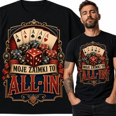 Koszulka męska dla pokerzysty „Moje zaimki to All-in”