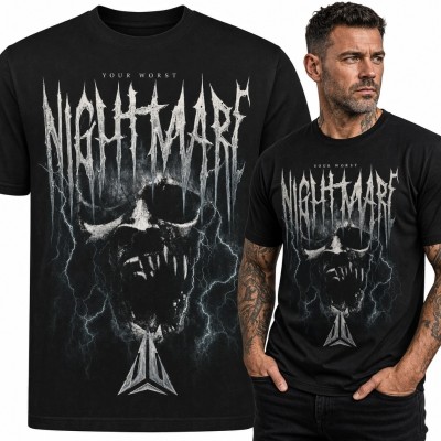 Koszulka męska z rogatym demonem „Nightmare” - mroczny wzór horror