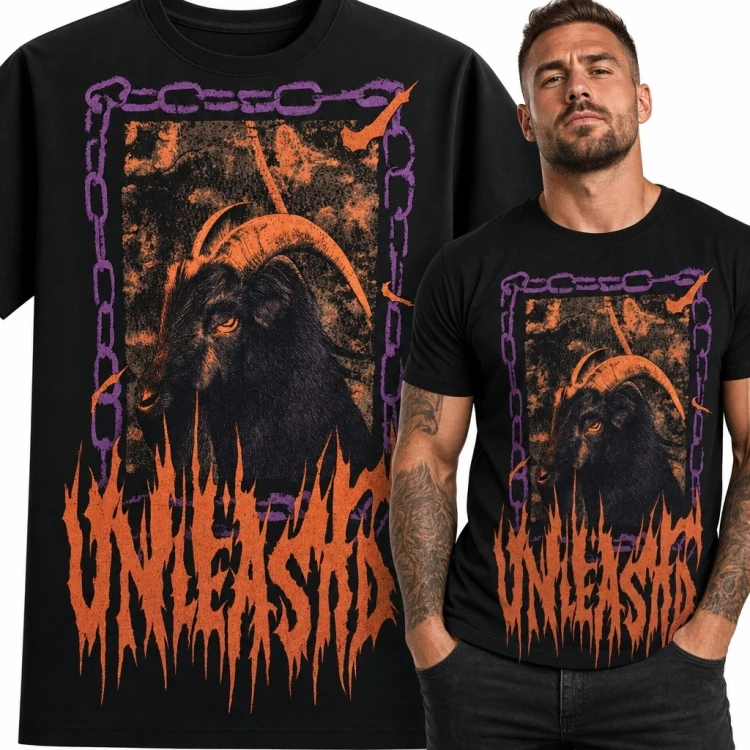 Koszulka męska z mrocznym baranem „Unleashed” - styl heavy metal