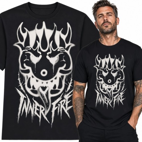 Koszulka męska z demoniczną maską „Inner Fire” - mroczny wzór