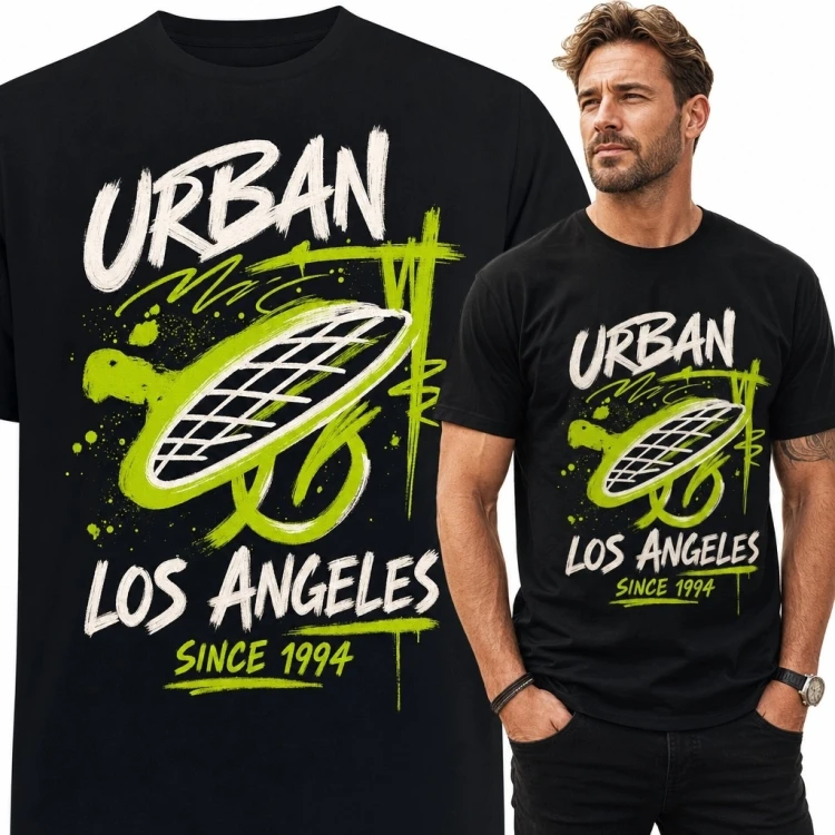 Koszulka męska w stylu streetwear „Urban / Los Angeles” - motyw podeszwy sneakersa