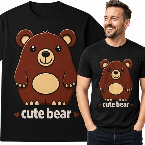 Koszulka męska z uroczym misiem „cute bear” - kreskówkowy nadruk