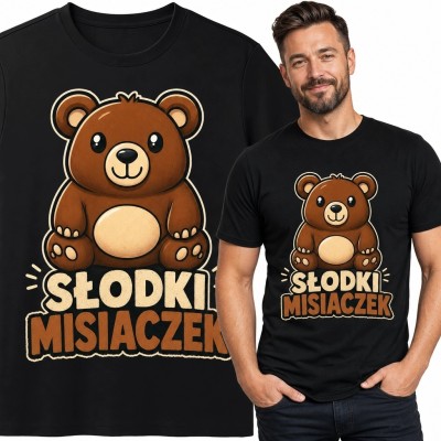 Koszulka męska z uroczym misiem „Słodki misiaczek” - humorystyczny nadruk
