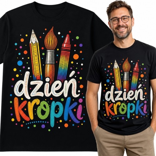 Koszulka męska na Dzień Kropki „dzień kropki” - kolorowy szkolny motyw