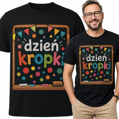 Koszulka męska „Dzień kropki” - kolorowy motyw szkolnej tablicy