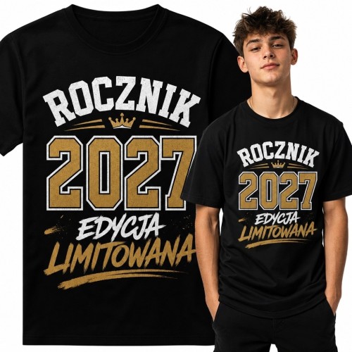Koszulka męska z nadrukiem „Rocznik 2027 - Edycja limitowana” - styl varsity