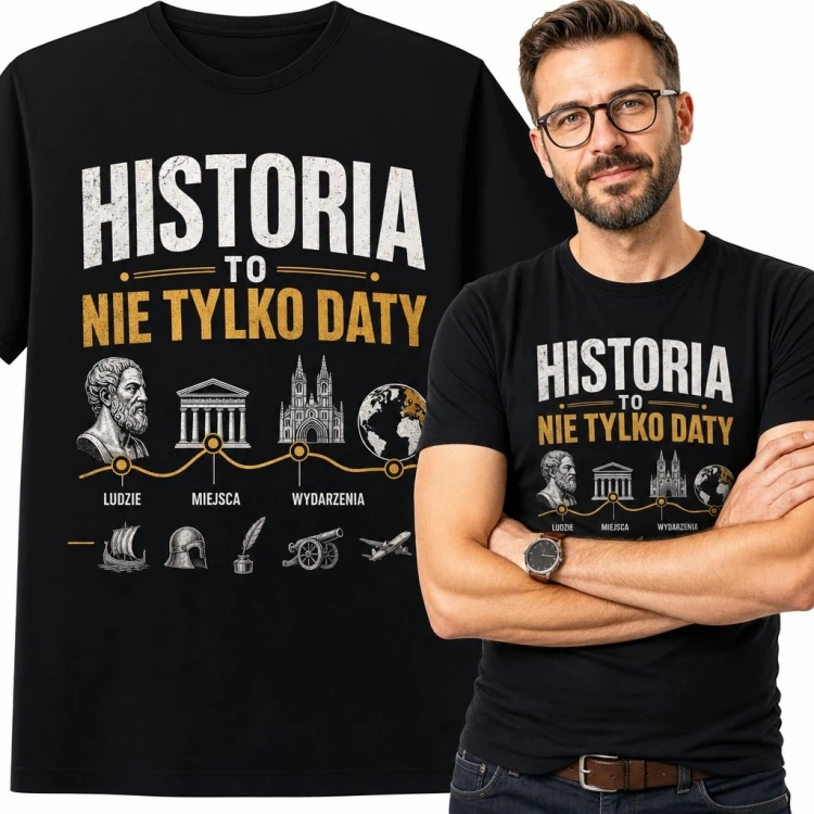 Koszulka męska z motywem historycznym „Historia to nie tylko daty”