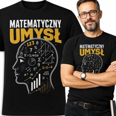 Koszulka męska „Matematyczny umysł” - profil głowy ze wzorami