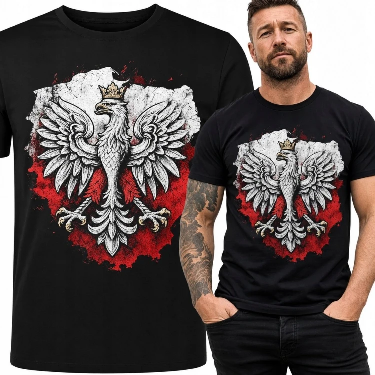 Koszulka męska z Orłem Białym - patriotyczny wzór w barwach Polski