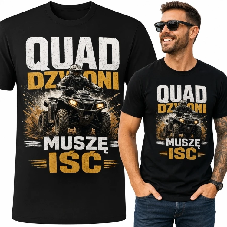 Koszulka męska z quadem „Quad dzwoni / muszę iść” - off-road