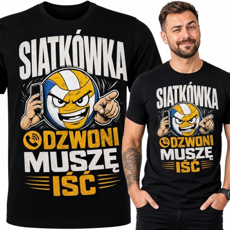 Koszulka męska dla siatkarza „Siatkówka dzwoni, muszę iść” - sportowy humor