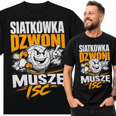 Koszulka męska dla siatkarza „Siatkówka dzwoni muszę iść” - humorystyczny nadruk