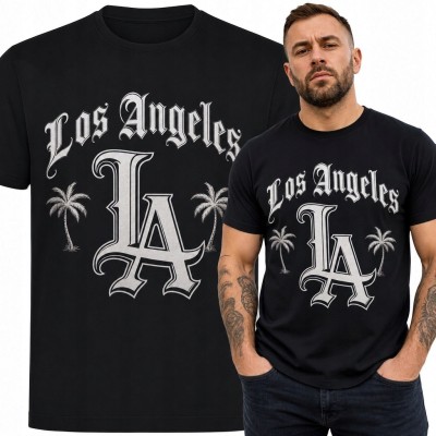 Koszulka męska z monogramem „LA” i palmami - „Los Angeles”