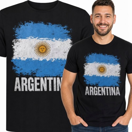 Koszulka męska z flagą Argentyny „Argentina” - postarzany nadruk