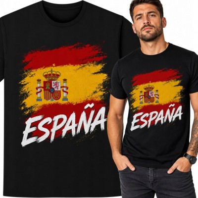 Koszulka męska z malarską flagą Hiszpanii i napisem „España”