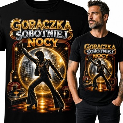 Koszulka męska disco „Gorączka sobotniej nocy” - taneczny motyw retro