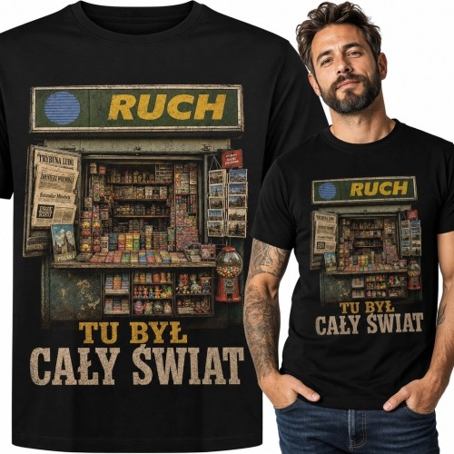 Koszulka męska z kioskiem RUCH „Tu był cały świat” - retro