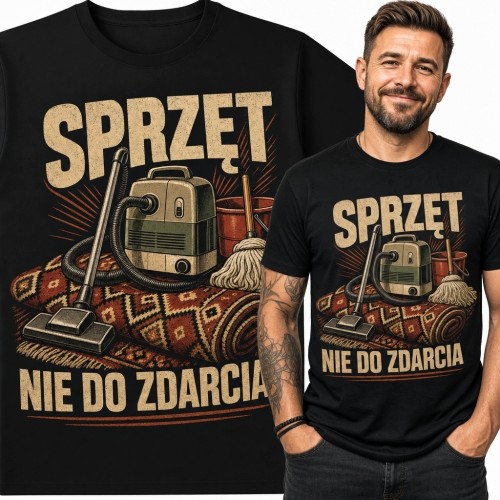 Koszulka męska z odkurzaczem retro „Sprzęt nie do zdarcia”