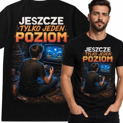 Koszulka męska dla gracza „Jeszcze tylko jeden poziom” - retro gaming