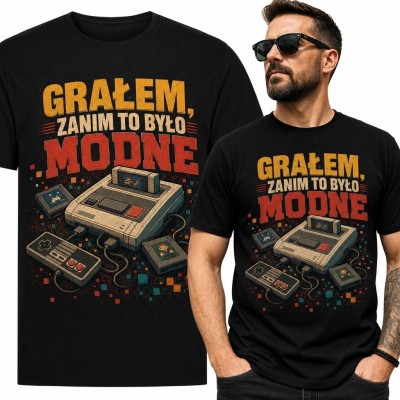 Koszulka męska retro gaming „Grałem, zanim to było modne” - konsola i kontrolery