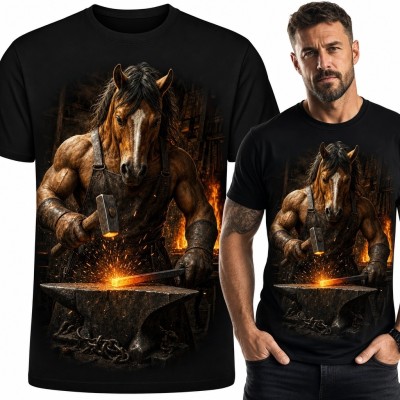 Koszulka męska z końskim kowalem - mroczne fantasy