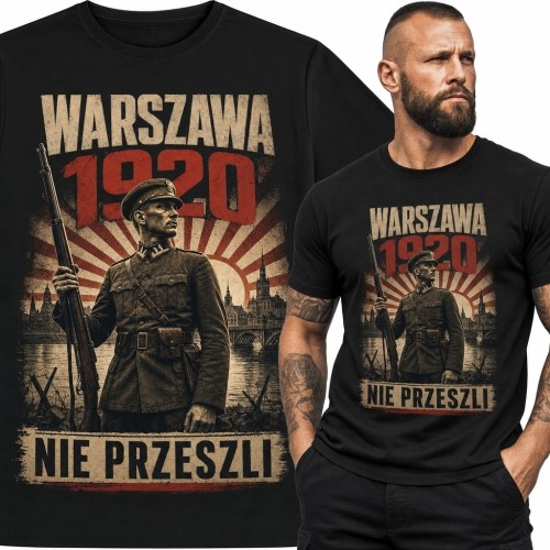 Koszulka męska patriotyczna „Warszawa 1920 - Nie przeszli” z żołnierzem