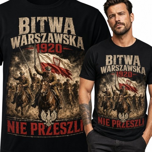 Koszulka męska „Bitwa Warszawska 1920” - konnica i hasło „Nie przeszli”
