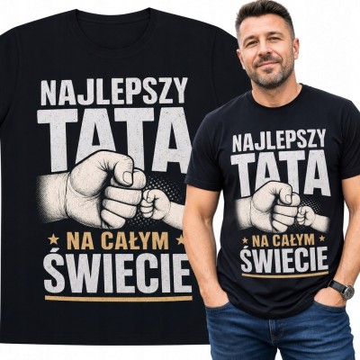 Koszulka męska dla taty „Najlepszy tata na całym świecie” - pięści ojca i dziecka