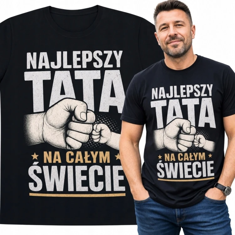 Koszulka męska dla taty „Najlepszy tata na całym świecie” - pięści ojca i dziecka