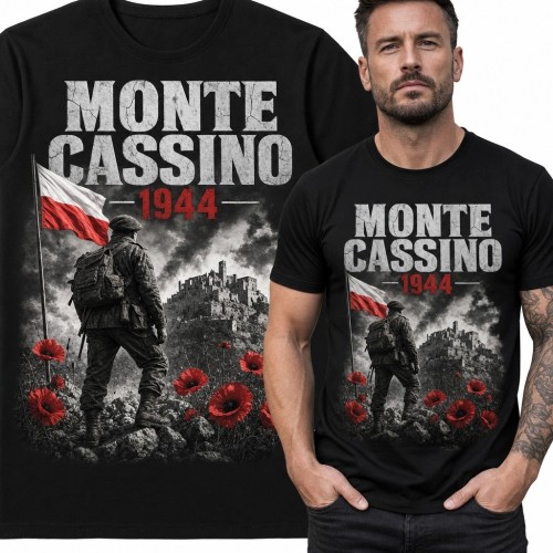 Koszulka męska „Monte Cassino” 1944 - patriotyczny motyw bitwy