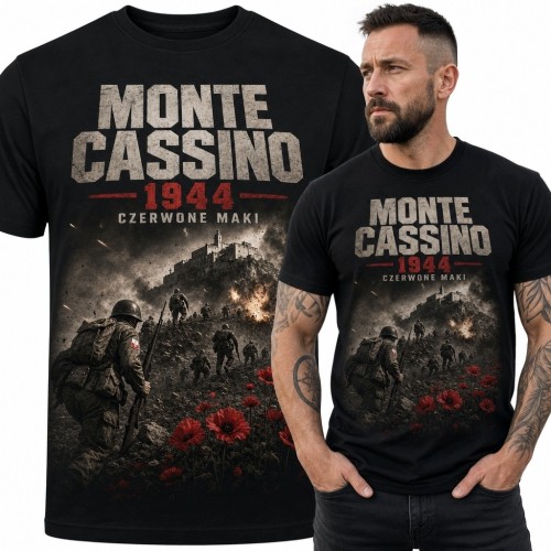 Koszulka męska „Monte Cassino” 1944 - bitwa i czerwone maki
