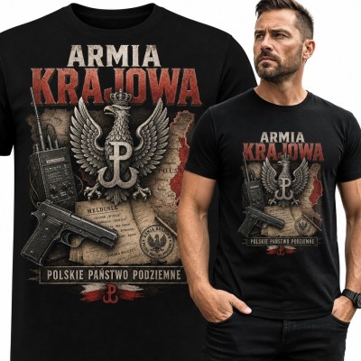 Koszulka męska patriotyczna „Armia Krajowa” - „Polskie Państwo Podziemne”