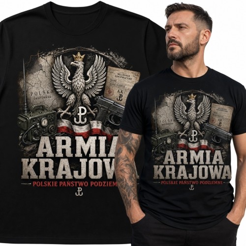 Koszulka męska z Orłem Białym i Kotwicą Polski Walczącej - „Armia Krajowa”