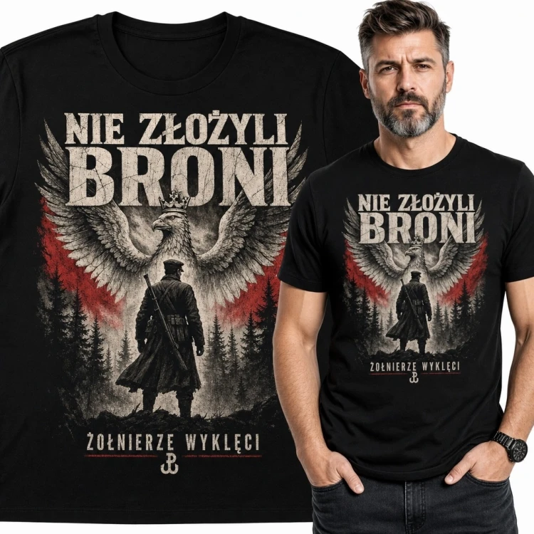 Koszulka męska Żołnierze Wyklęci „Nie złożyli broni” - orzeł i Polska Walcząca