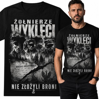 Koszulka męska z motywem „Żołnierze Wyklęci” i hasłem „Nie złożyli broni” - patriotyczny wzór