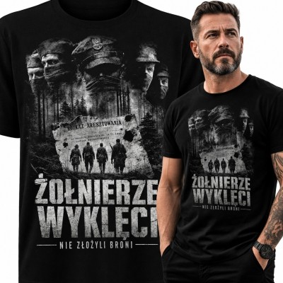 Koszulka męska „Żołnierze Wyklęci” - kolaż z hasłem „Nie złożyli broni”