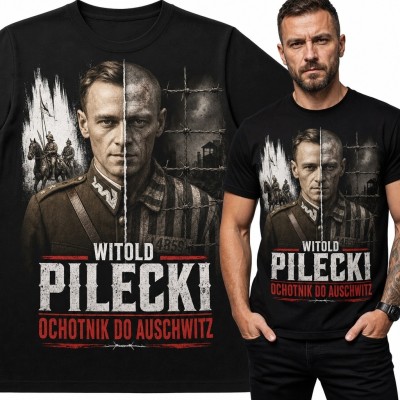 Koszulka męska patriotyczna „Pilecki” - Witold Pilecki, ochotnik do Auschwitz