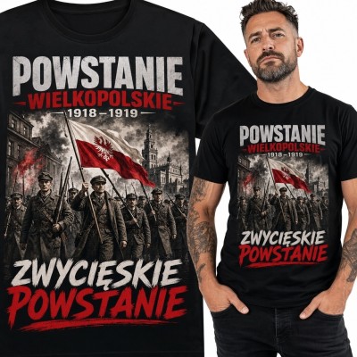 Koszulka męska z motywem Powstania Wielkopolskiego 1918-1919 „Zwycięskie Powstanie” - patriotyczna