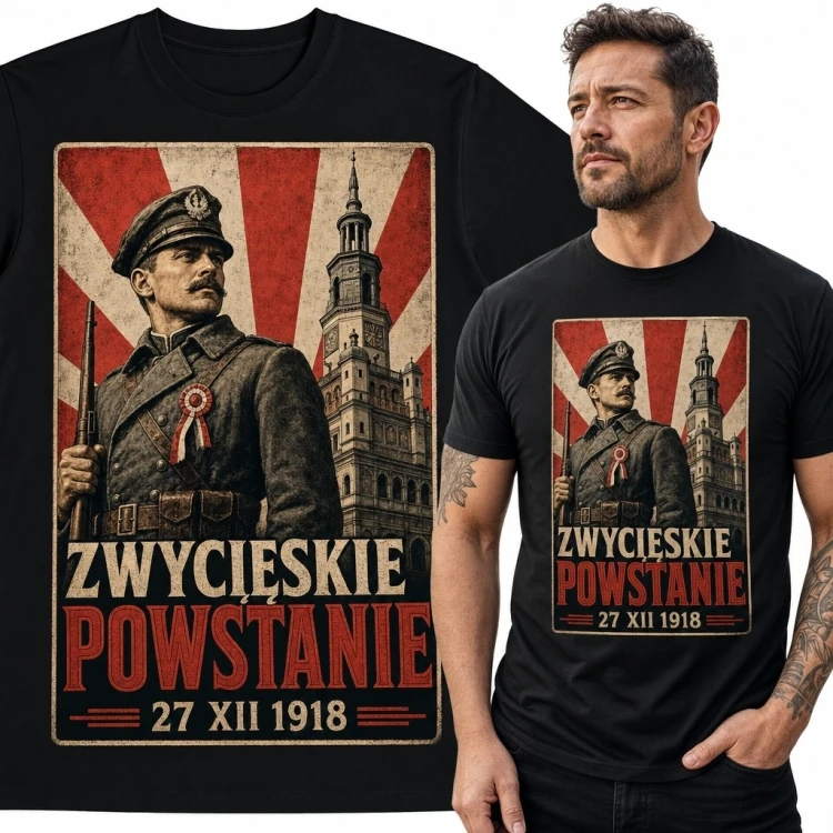 Koszulka męska z motywem Powstania Wielkopolskiego „Zwycięskie Powstanie” - 27 XII 1918