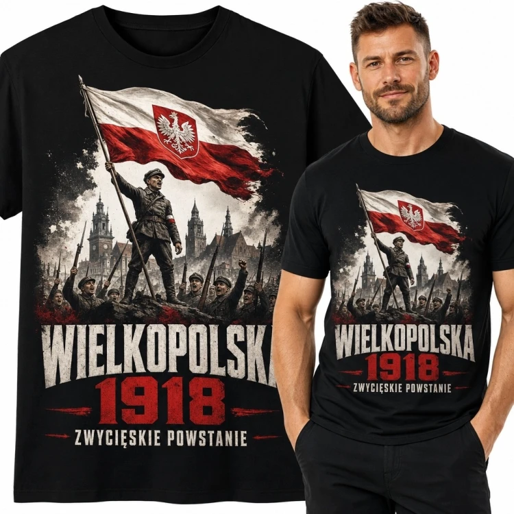 Koszulka męska z motywem Powstania Wielkopolskiego „Wielkopolska 1918” - „Zwycięskie powstanie”