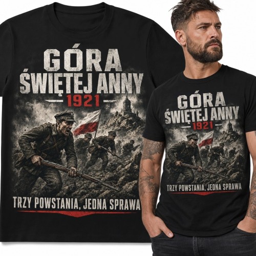 Koszulka męska patriotyczna z powstańcami śląskimi - „Góra Świętej Anny 1921”
