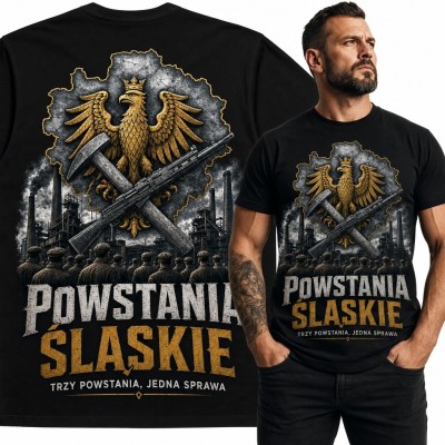Koszulka męska „Powstania Śląskie” - złoty orzeł i dwustronny nadruk