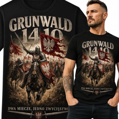 Koszulka męska Bitwa pod Grunwaldem „Grunwald 1410” - rycerze i dwa miecze