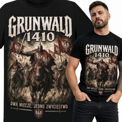 Koszulka męska z bitwą pod Grunwaldem „Grunwald 1410” - historyczny motyw rycerski