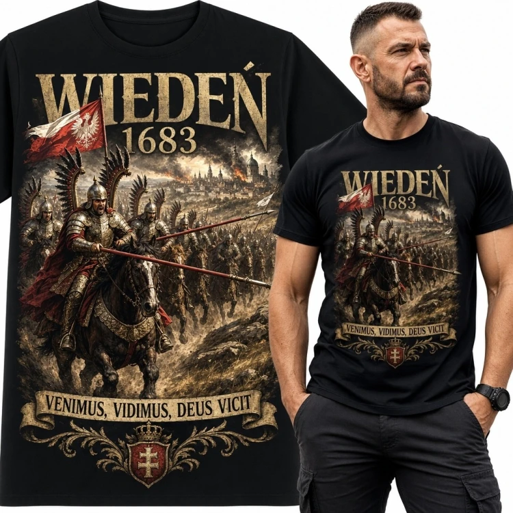 Koszulka męska z husarią „Wiedeń 1683” - odsiecz wiedńska