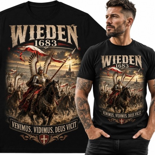 Koszulka męska z husarzem „Wiedeń 1683” - odsiecz wiedńska
