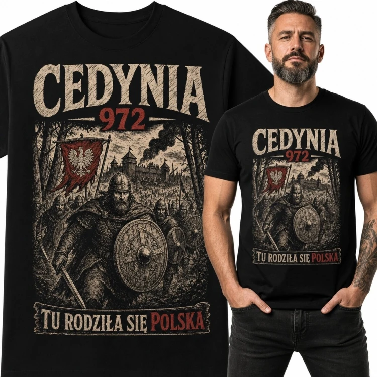 Koszulka męska z bitwą pod Cedynią „Cedynia 972” - motyw patriotyczny