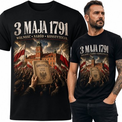 Koszulka męska z Konstytucją 3 maja „3 maja 1791” - patriotyczny motyw historyczny